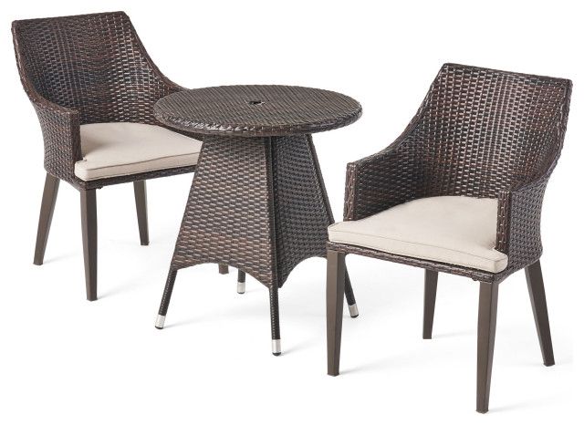 Gdf Studio 3-Piece Hennry Outdoor Wicker Round Bistro Set With Cushions ... inside Creating Comfortable Outdoor Dining Areas with the GDF Studio Laurel Collection
