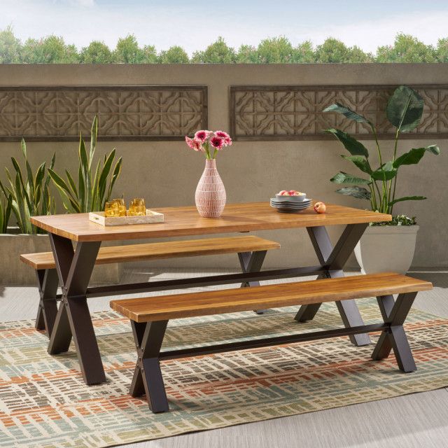 Gdf Studio 3-Piece Laurel Outdoor Dining Set - Industrial - Outdoor ... inside Gdf Studio 3-Piece Laurel Outdoor Dining Set