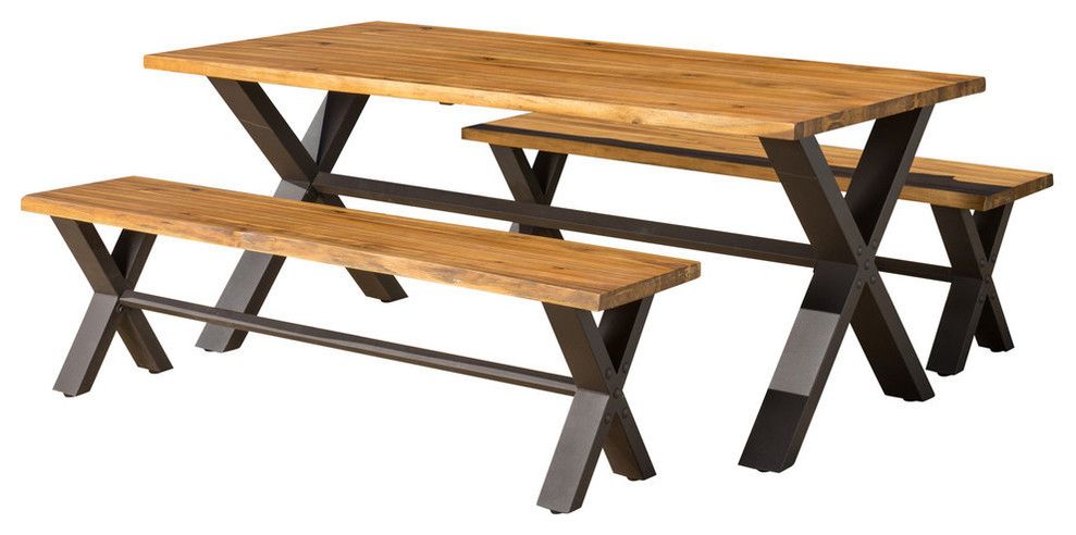 Gdf Studio 3-Piece Laurel Outdoor Dining Set - Industrial - Outdoor ... regarding Gdf Studio 3-Piece Laurel Outdoor Dining Set