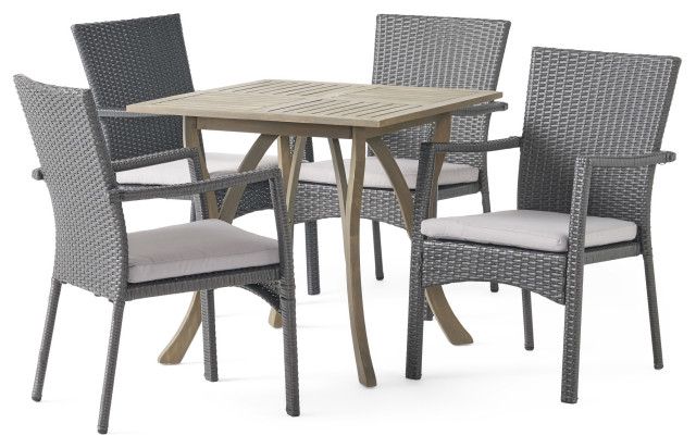 Gdf Studio 5-Piece Alva Outdoor Square Dining Set, Gray/Gray/Gray ... for Gdf Studio 5-Piece Alva Outdoor Square Dining Set, Gray/Gray/Gray