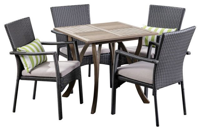 Gdf Studio 5-Piece Alva Outdoor Square Dining Set, Gray/Gray/Gray ... within Creating functional outdoor dining areas with modern square sets