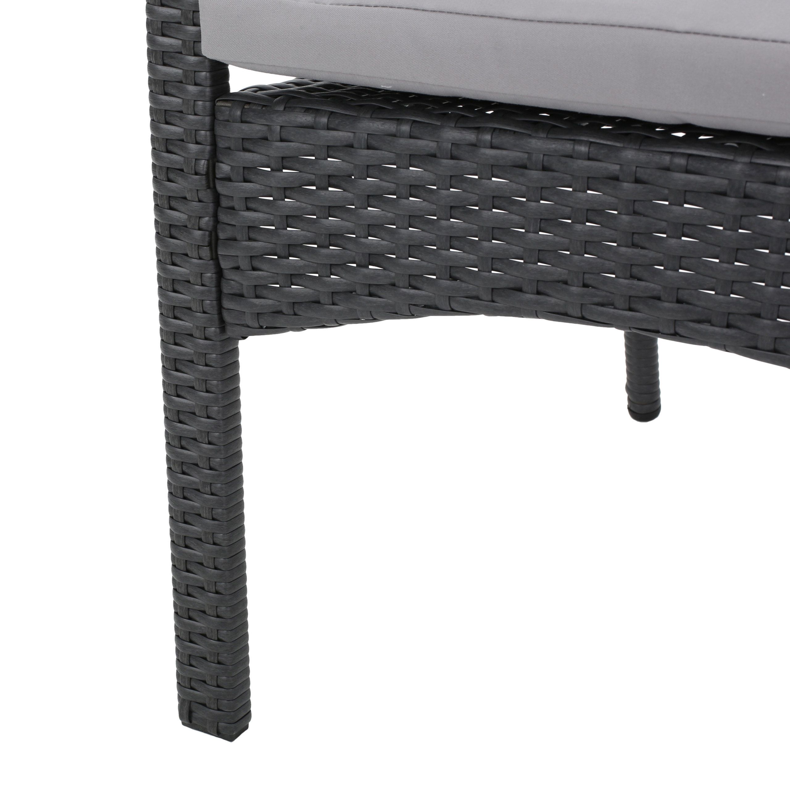 Gdf Studio 5-Piece Hoff Outdoor Wood And Wicker Dining Set, Gray/Gray ... inside Maximizing small spaces with thoughtful outdoor dining furniture selection