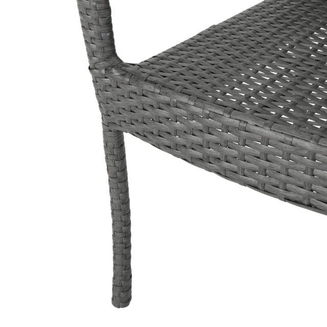 Gdf Studio 5-Piece Ivey Outdoor Wood And Wicker Dining Set, Gray Finish ... throughout Gdf Studio 6-Piece Linda Outdoor Wicker Dining Set, Gray/Light Gray