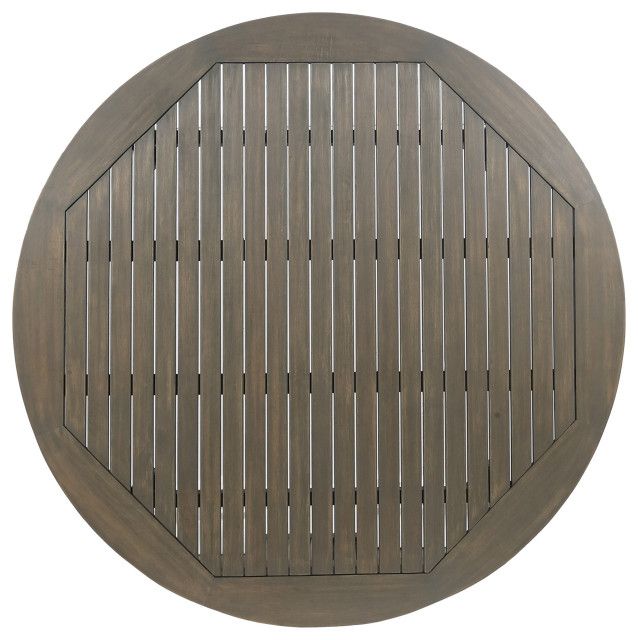 Gdf Studio 5-Piece Jenson Outdoor Acacia Dining Set, Gray Finish/Gray ... in Gdf Studio 5-Piece Andrew Outdoor Dining Set With Circular Acacia Dining Table