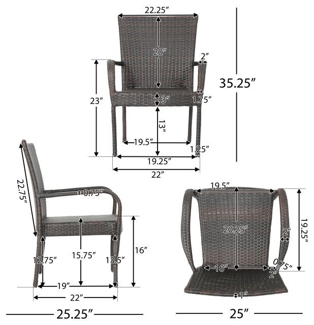 Gdf Studio 5-Piece Kory Outdoor Multibrown Wicker Dining Set - Tropical ... with regard to Maximizing small space dining with round wicker tables
