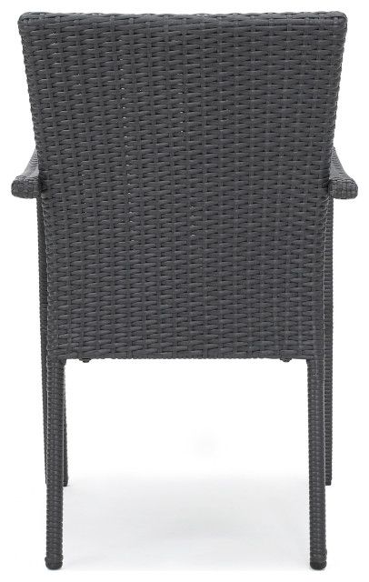 Gdf Studio 5-Piece Layna Outdoor Wood And Wicker Dining Set, Gray And ... pertaining to Building durable outdoor dining areas with quality materials