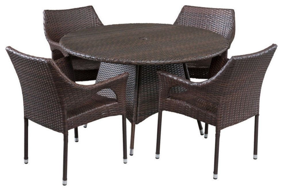 Gdf Studio 5-Piece Lorelei Outdoor Multibrown Wicker Dining Set ... with regard to Gdf Studio 5-Piece Lorelei Outdoor Multibrown Wicker Dining Set