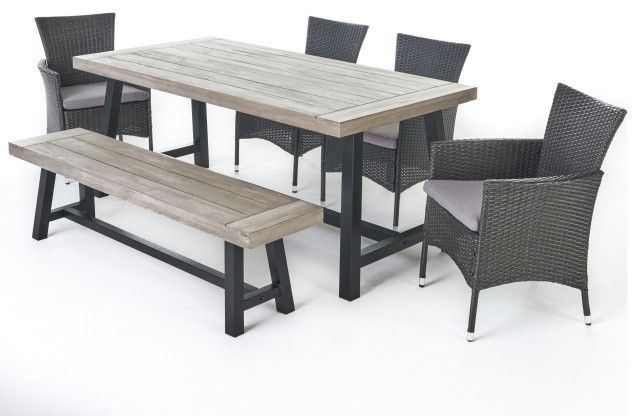 Gdf Studio 6-Piece Linda Outdoor Wicker Dining Set - Tropical - Outdoor ... inside The art of mixing indoor and outdoor furniture aesthetics