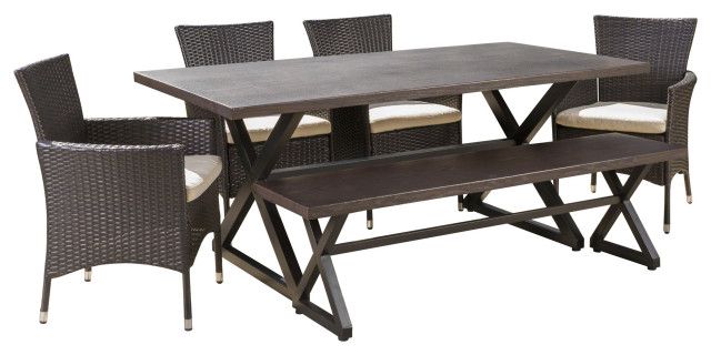 Gdf Studio 6-Piece Owenburg Outdoor Aluminum Dining Set - Tropical ... in Elevating Al Fresco Living The Owenburg Collection