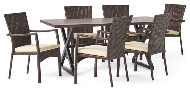 Gdf Studio 7-Piece Adelade Outdoor Aluminum Dining Set - Tropical ... for The art of creating functional outdoor dining experiences with modern aluminum sets