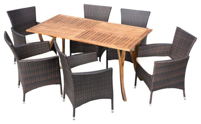 Gdf Studio 7-Piece Anthony Outdoor Acacia Wood/Wicker Dining Set With ... for Gdf Studio 7-Piece Randy Outdoor Acacia Wood/Wicker Dining Set With Cushions