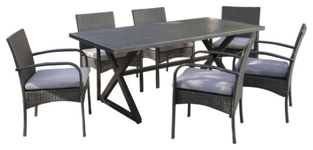 Gdf Studio 7-Piece Ashley Outdoor Aluminum Dining Set With Wicker ... with regard to The art of creating functional outdoor dining experiences with modern aluminum sets