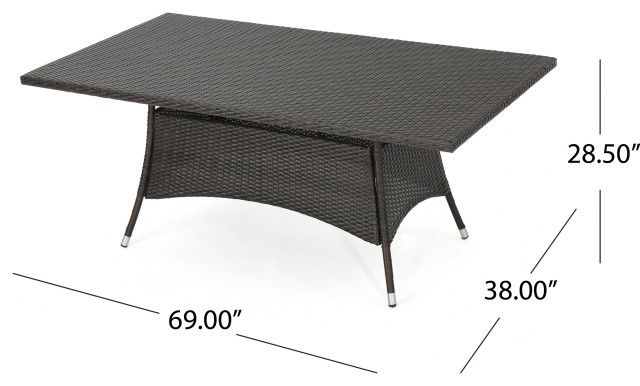 Gdf Studio 7-Piece Carmela Outdoor Multibrown Pe Wicker Long Dining Set ... with regard to Gdf Studio 7-Piece Clementine Outdoor Multibrown Wicker Long Dining Set