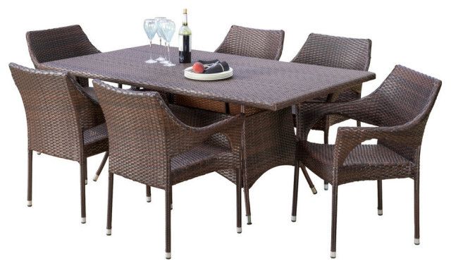 Gdf Studio 7-Piece Clayton Outdoor Multibrown Wicker Dining Set ... throughout Gdf Studio 7-Piece Clementine Outdoor Multibrown Wicker Long Dining Set