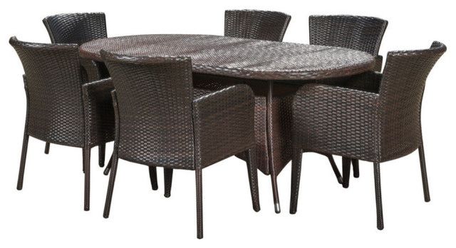 Gdf Studio 7-Piece Costa Multi-Brown Pe Wicker Outdoor Dining Set ... in Gdf Studio 7-Piece Costa Multi-Brown Pe Wicker Outdoor Dining Set