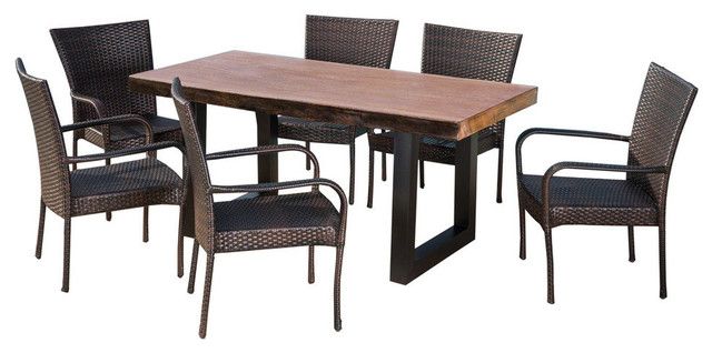 Gdf Studio 7-Piece Fern Outdoor Stacking Multi-Wicker And Concrete ... in Maintaining weather-resistant wicker for extended lifespan