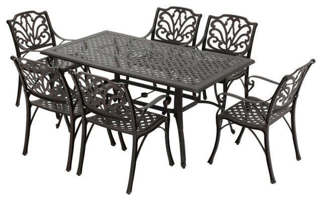 Gdf Studio 7-Piece Fonzo Outdoor Bronze Cast Aluminum Rectangular ... regarding Design Principles for Contemporary Outdoor Dining Spaces