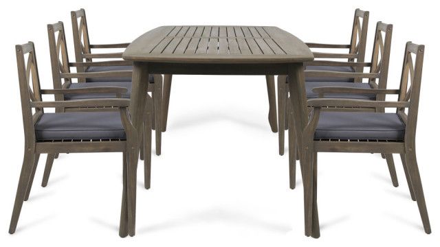 Gdf Studio 7-Piece Harvey Outdoor Acacia Wood Dining Set - Transitional ... pertaining to Why the George Outdoor Acacia Wood Dining Set is a Smart Choice for Your Garden