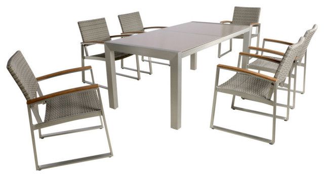 Gdf Studio 7-Piece Moore Outdoor Aluminum And Wicker Dining Set With ... for Understanding the durability and maintenance of outdoor aluminum wicker furniture
