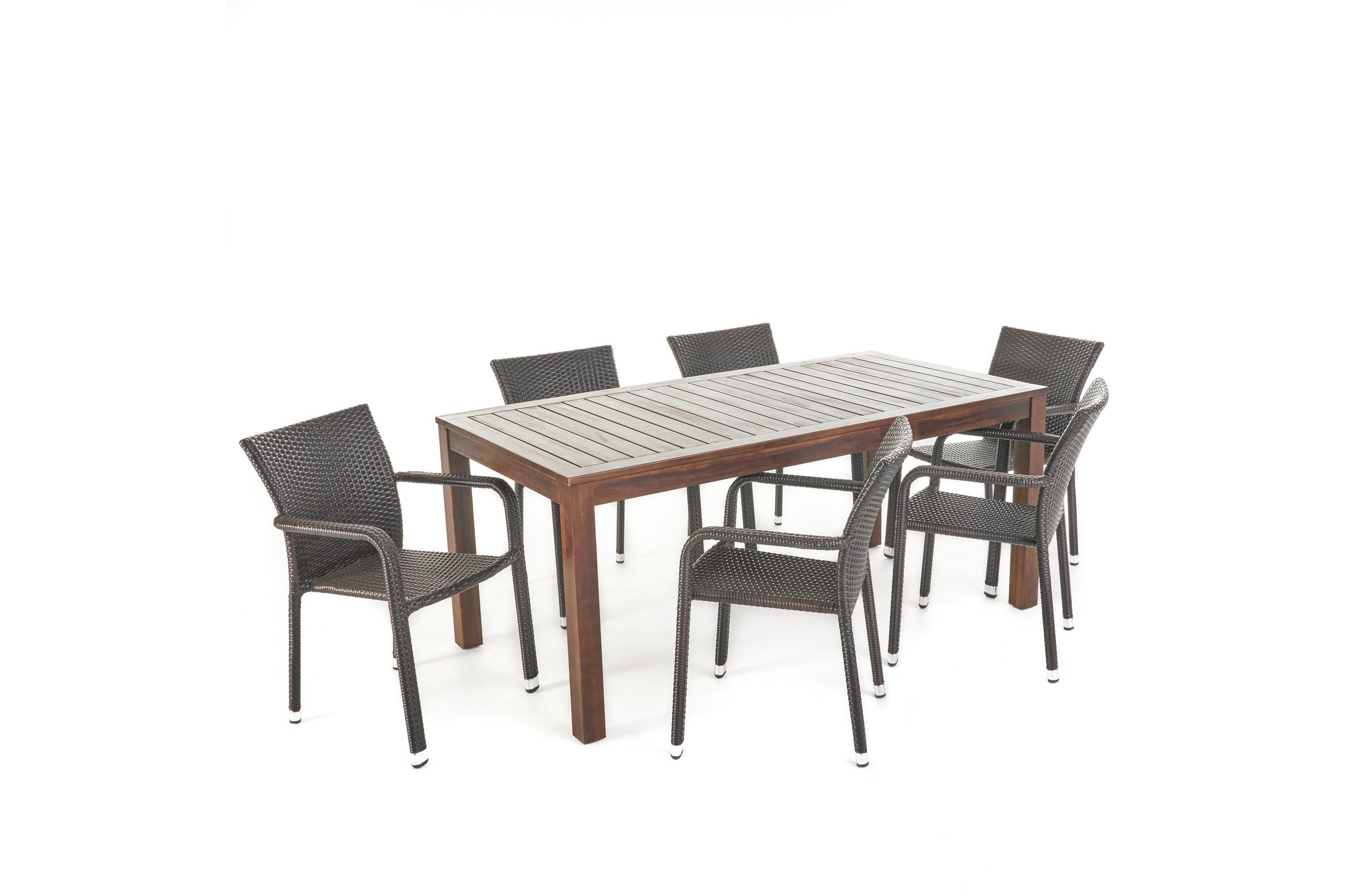 Gdf Studio 7-Piece Netton Outdoor Dining Set With Brown Wood Table And ... intended for The art of creating functional outdoor dining experiences with modern aluminum sets