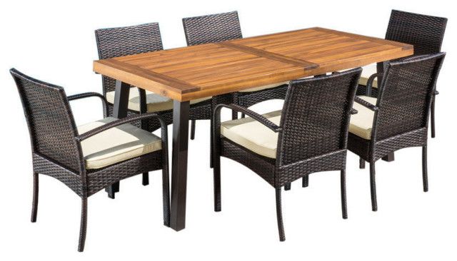 Gdf Studio 7-Piece Sebastian Wicker And Wood Dining Set - Tropical ... with Understanding the Value of GDF Studio&amp;#039;s Sebastian Collection in Contemporary Home Settings