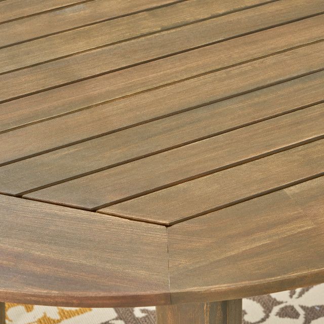Gdf Studio 7-Piece Stanford Outdoor Acacia Wood Dining Set With Wicker Chairs - Tropical ... throughout Enhancing Your Outdoor Living Space with the Stanford Acacia Wood Dining Set
