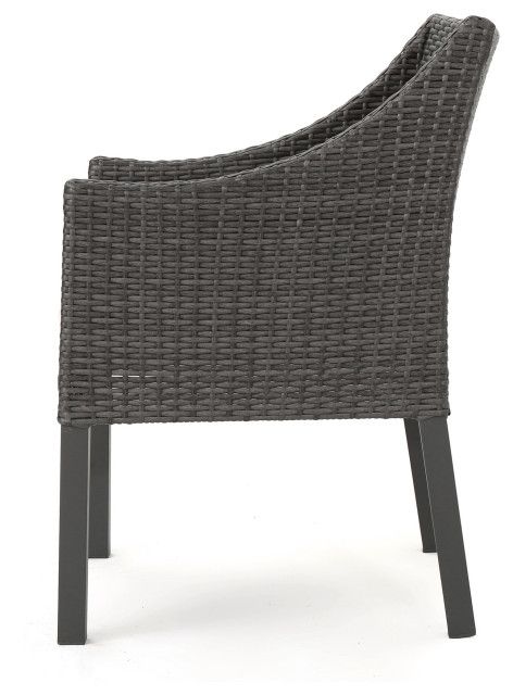 Gdf Studio 7-Piece Temorah Outdoor Wood And Wicker Dining Set, Gray ... regarding Gdf Studio 6-Piece Louise Outdoor Wicker And Acacia Wood Dining Set, Gray/Light Gray/Gray