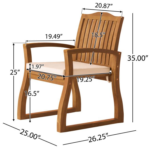 Gdf Studio 7-Piece Vilamari Outdoor Wood Dining With Cushions Set ... within Gdf Studio 7-Piece Sakura Outdoor Wood Dining Set With Expandable Dining Table