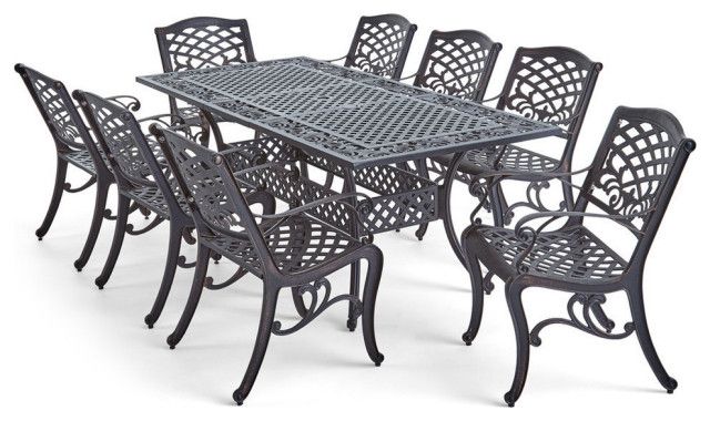 Gdf Studio 9-Piece Jody Outdoor 8-Seater 64"-81" Dining Set With ... for Gdf Studio 9-Piece Jody Outdoor 8-Seater 64"-81" Dining Set With Expandable T