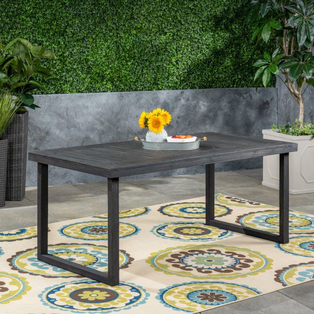 Gdf Studio Ann Outdoor 69" Acacia Wood Dining Table - Farmhouse ... throughout Maximizing backyard functionality with versatile 6-seater dining sets