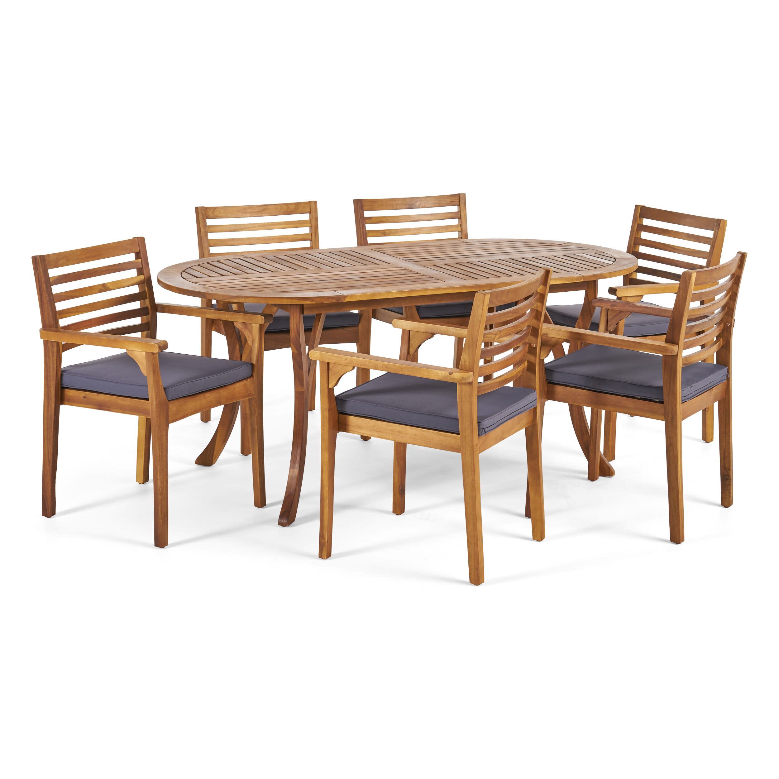 Gdf Studio Arezzo Outdoor Acacia Wood 7 Piece Dining Set With Cushion ... with regard to A Deep Dive into the Durability and Style of GDF Studio's Justin Dining Set