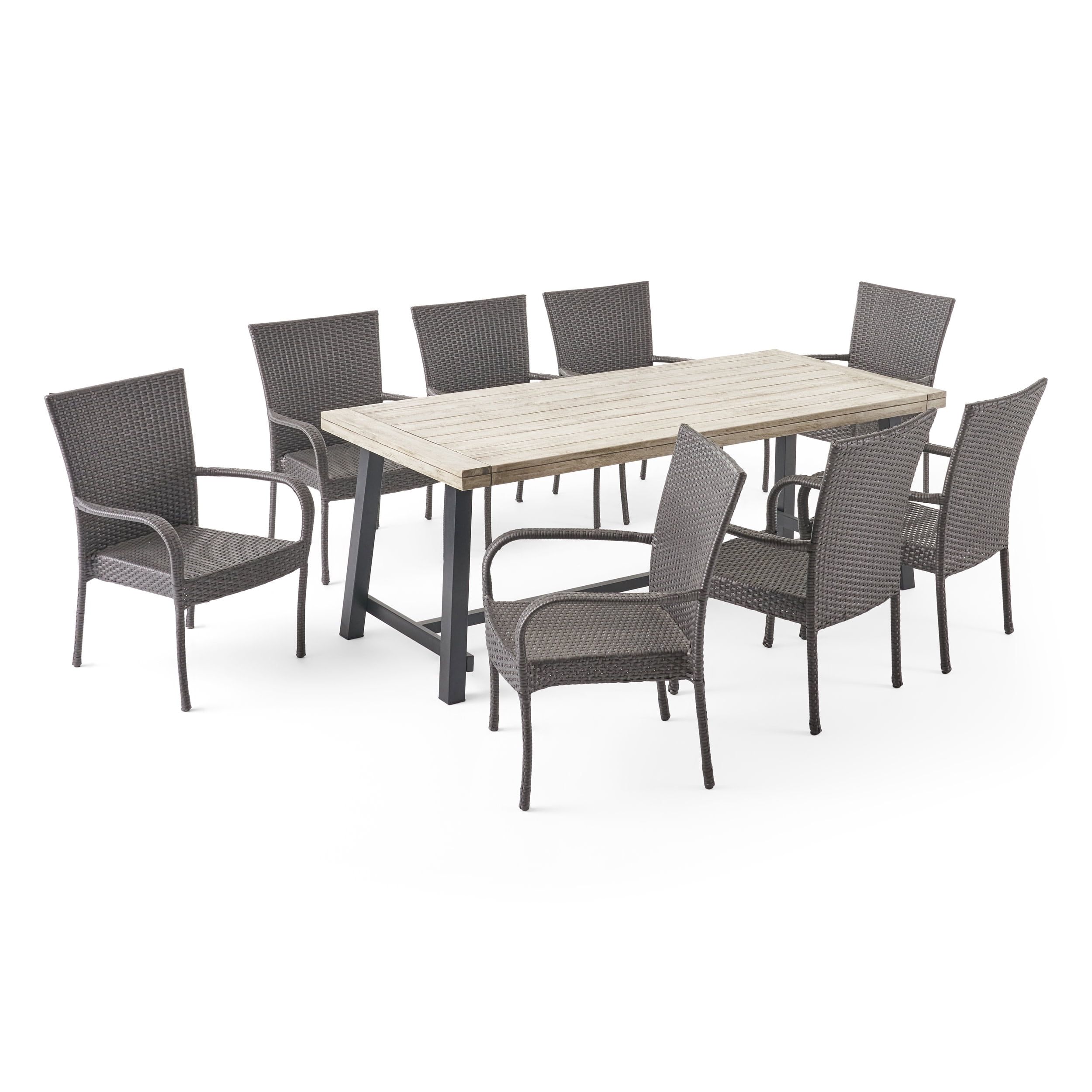 Gdf Studio Belasera Outdoor Acacia Wood And Wicker 9 Piece Dining Set ... with Elevating Outdoor Living The GDF Studio Louise Set
