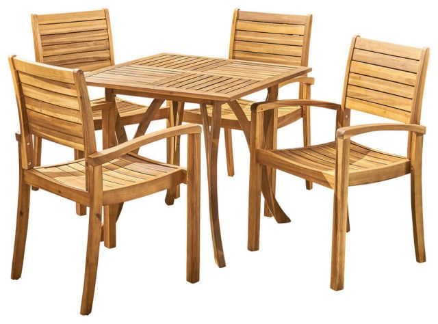 Gdf Studio Carr Outdoor 4-Seater Square Acacia Wood Dining Set ... with Gdf Studio Carr Outdoor 4-Seater Square Acacia Wood Dining Set, Teak