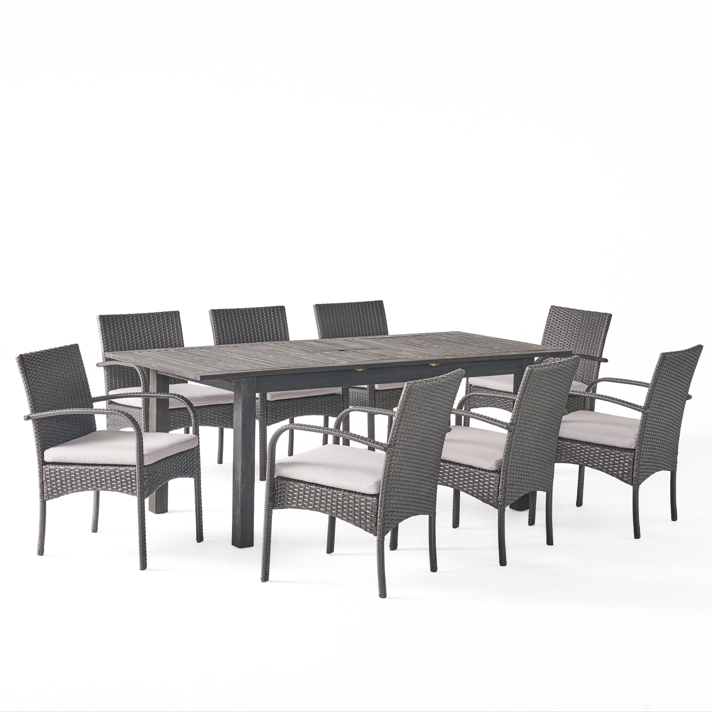 Gdf Studio Elis Outdoor Wood And Wicker 9 Piece Expandable Dining Set ... in Achieving Outdoor Elegance With the GDF Studio Louis 9-Piece Set