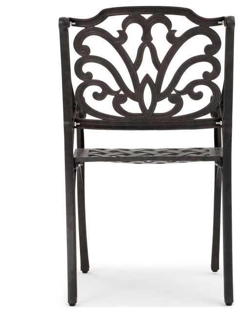 Gdf Studio Fonzo Outdoor Bronze Cast Aluminum Dining Chairs, Set Of 2 ... throughout Gdf Studio 7-Piece Fonzo Outdoor Bronze Cast Aluminum Rectangular Dining Set