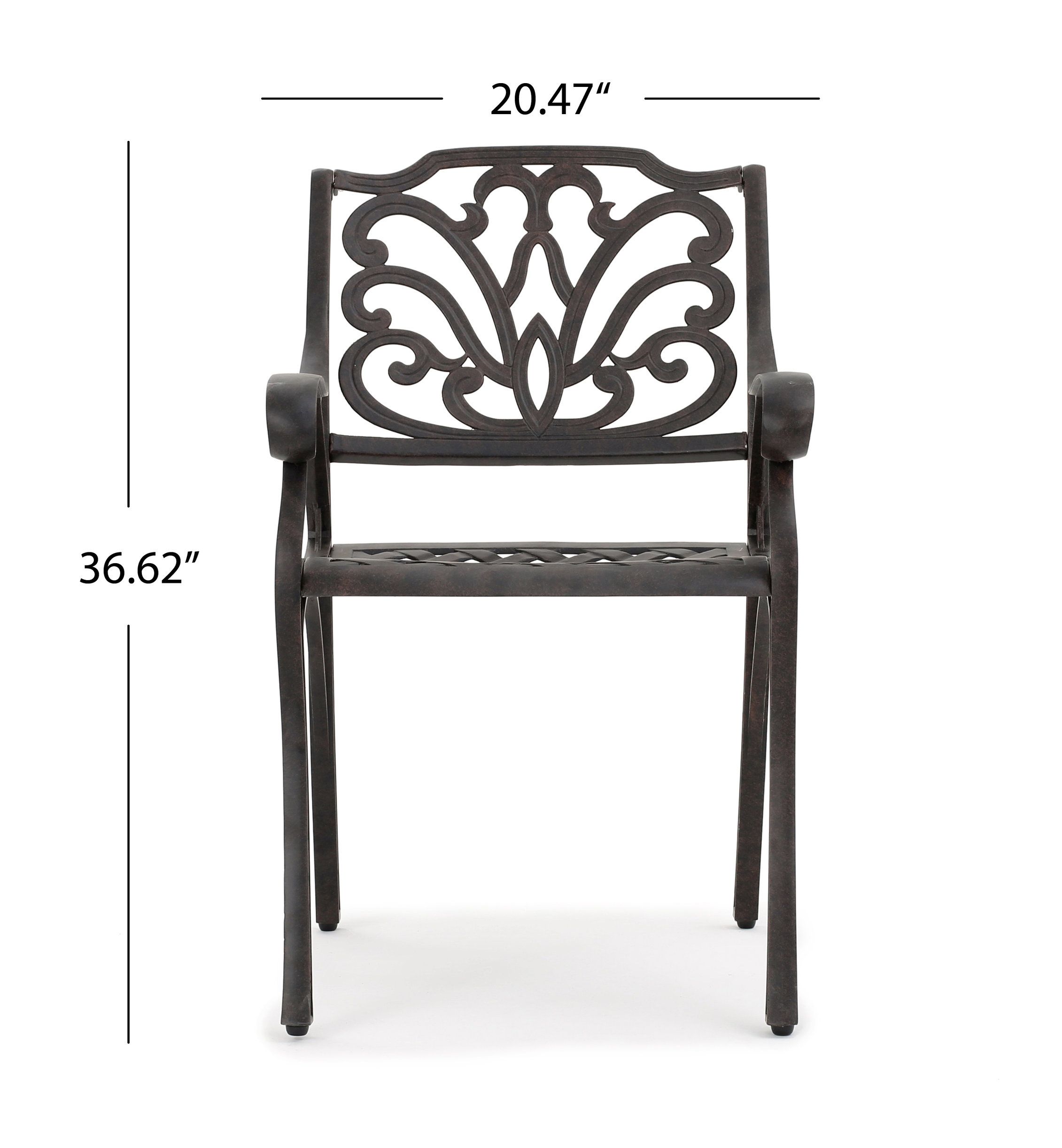 Gdf Studio Fonzo Outdoor Bronze Cast Aluminum Dining Chairs, Set Of 2 ... throughout Gdf Studio 7-Piece Fonzo Outdoor Bronze Cast Aluminum Rectangular Dining Set