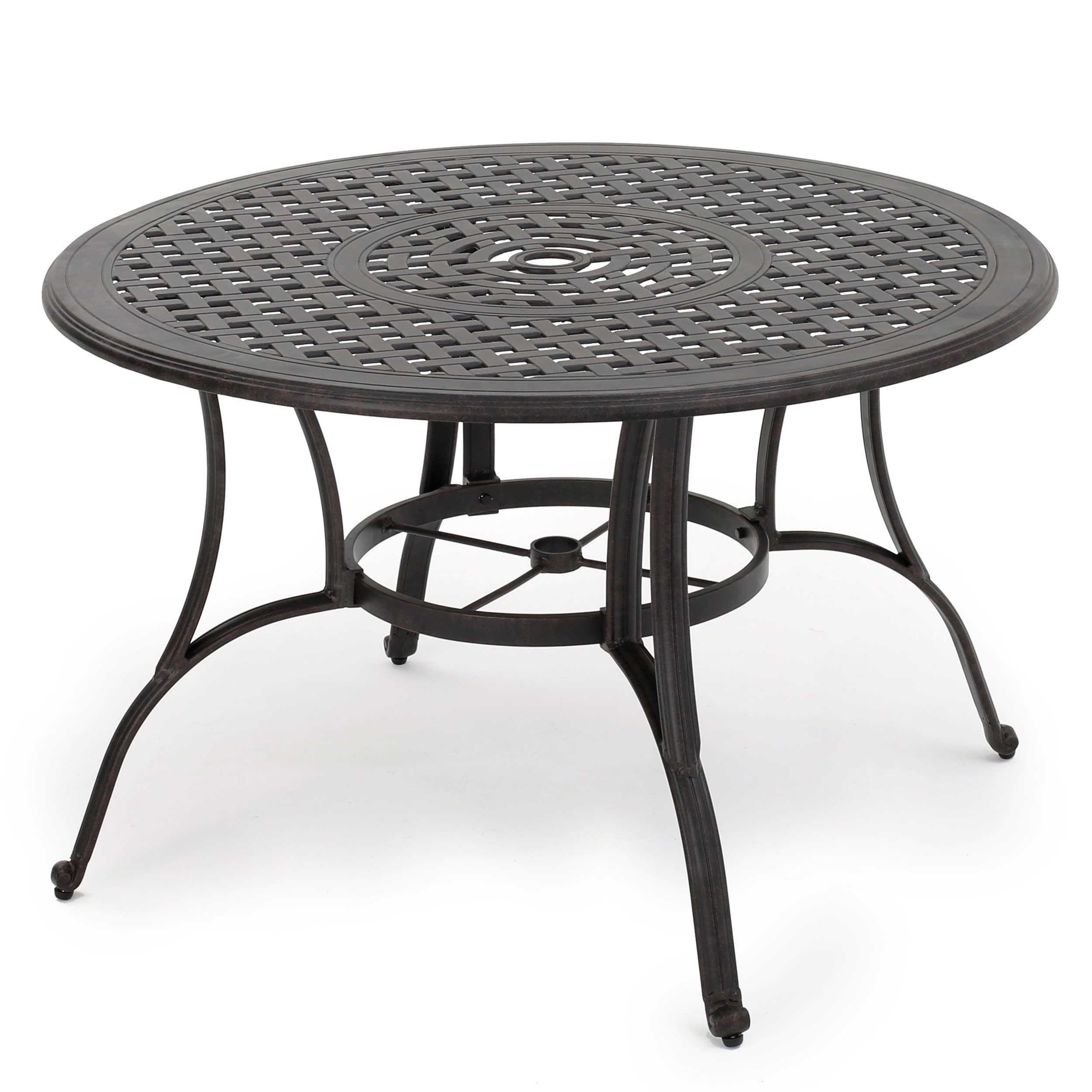 Gdf Studio Fonzo Outdoor Cast Aluminum Dining Table, Bronze - Walmart.com for Gdf Studio 5-Piece Fonzo Outdoor Bronze Cast Aluminum Circular Dining Set