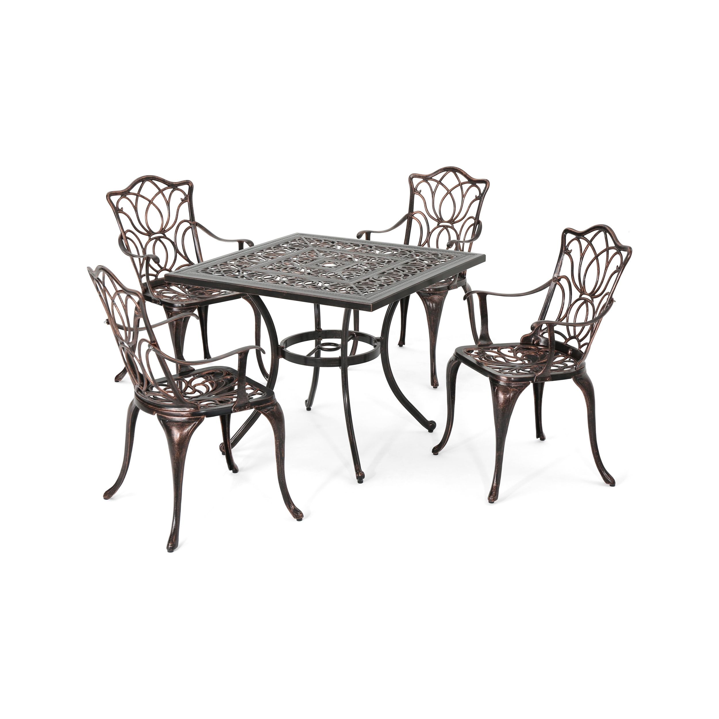 Gdf Studio Jake Outdoor Patio Furniture: 5 Piece Square Dining Set ... with Gdf Studio 6-Piece Owenburg Outdoor Aluminum Dining Set, Gray/Gray