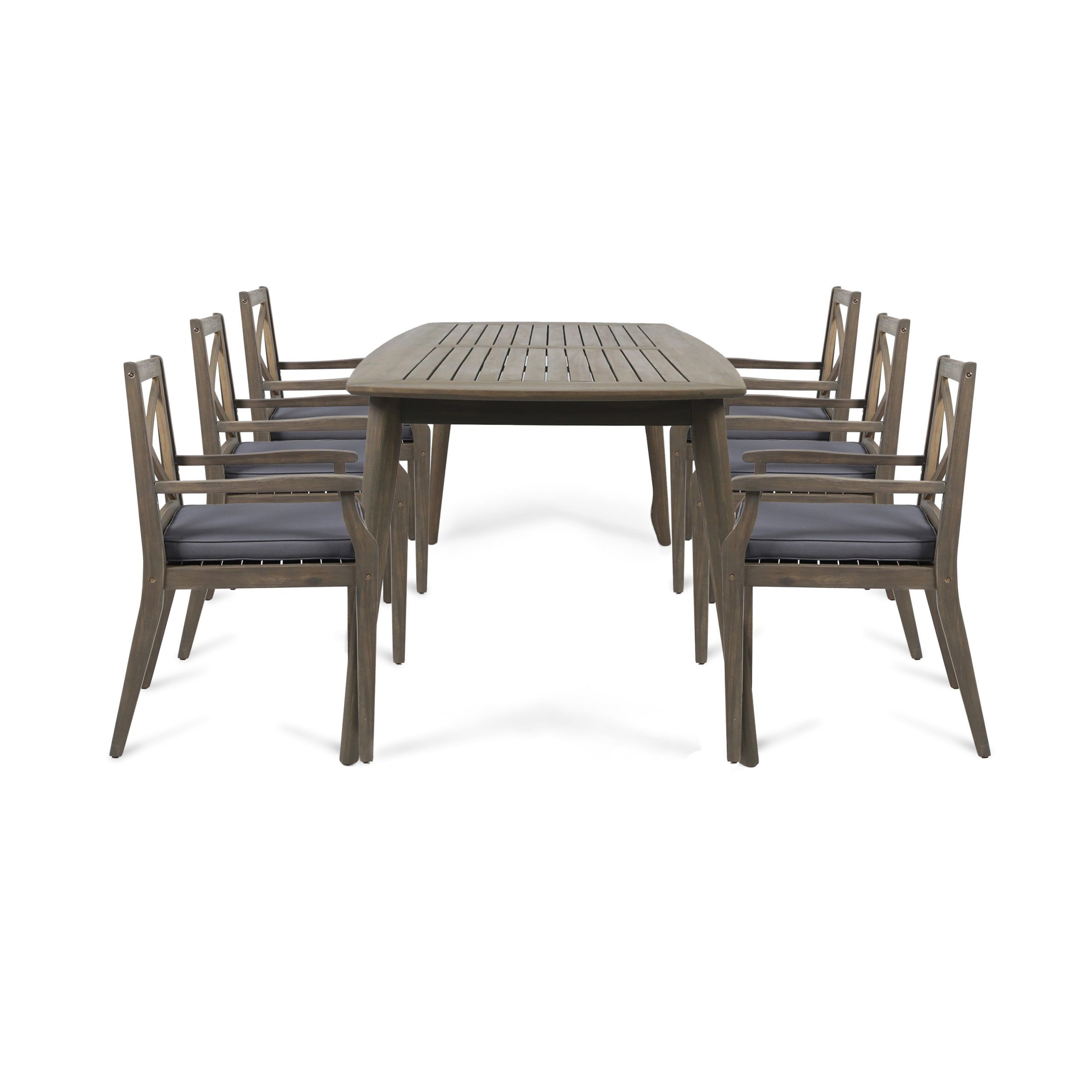 Gdf Studio Karina Outdoor Acacia Wood 7 Piece Dining Set With Cushion ... regarding From Unboxing to Entertaining A Guide to Your Jenson Outdoor Dining Set
