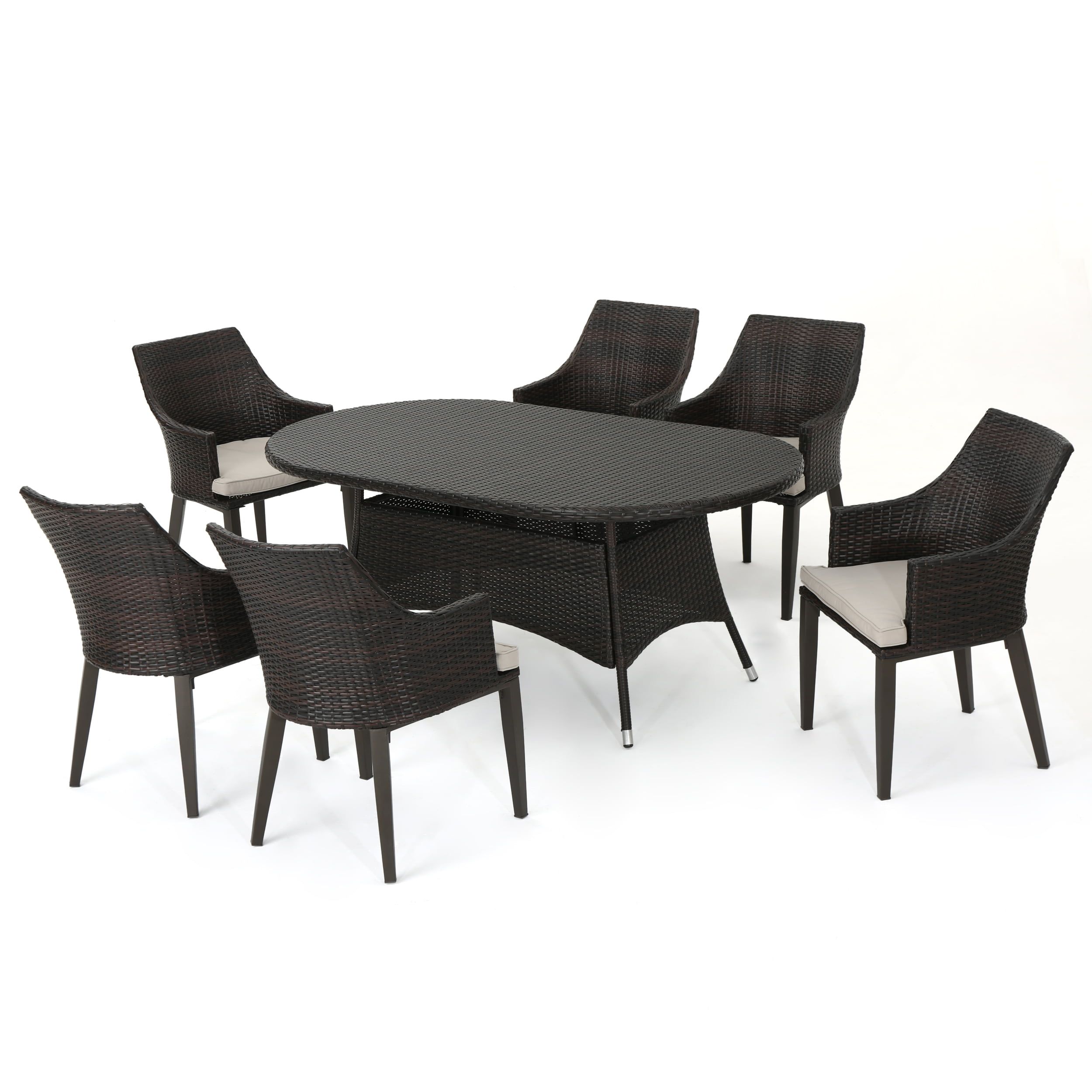 Gdf Studio Kaur Outdoor Wicker 7 Piece Dining Set With Cushions ... with Creating Comfortable Outdoor Entertainment Areas with GDF Studio Furniture