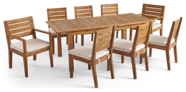Gdf Studio Maddox Outdoor 8-Seater Acacia Wood Expandable Dining Set ... with Transforming Your Patio The Practical Magic of the Maddox Expandable Set