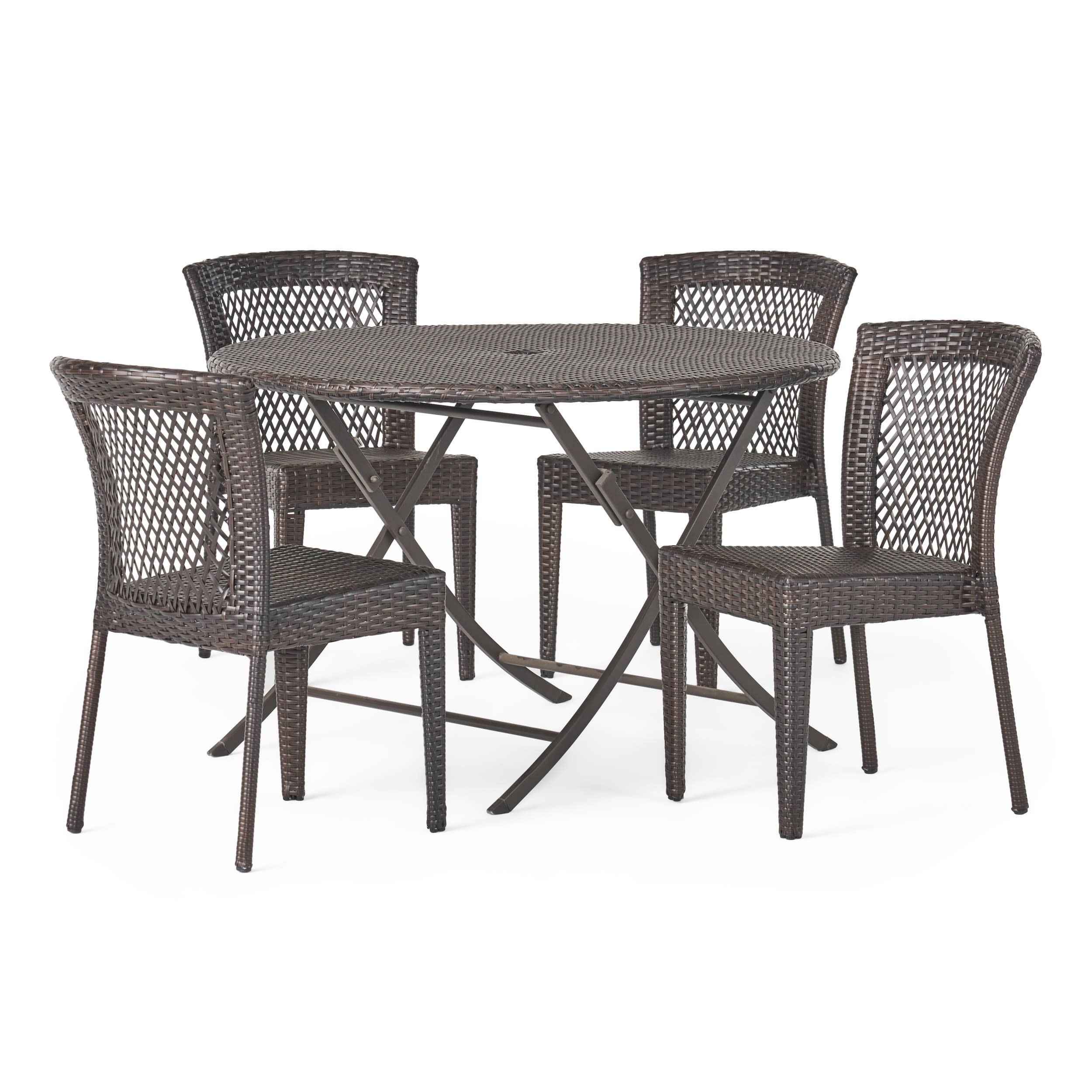 Gdf Studio Mandeville Outdoor Wicker 5 Piece Dining Set, Multibrown ... with regard to Building functional and stylish outdoor dining experiences