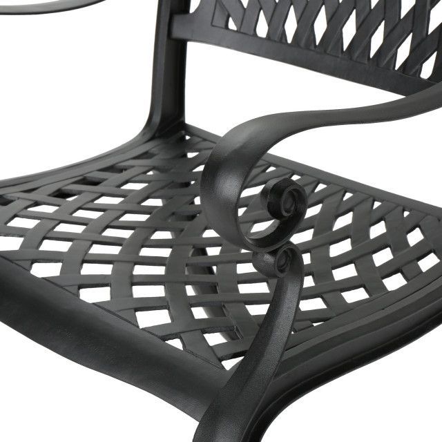 Gdf Studio Marietta Outdoor 7-Piece Cast Aluminum Black Sand Dining Set - Mediterranean ... regarding Making the Most of Gatherings with Your Marietta Outdoor Dining Set
