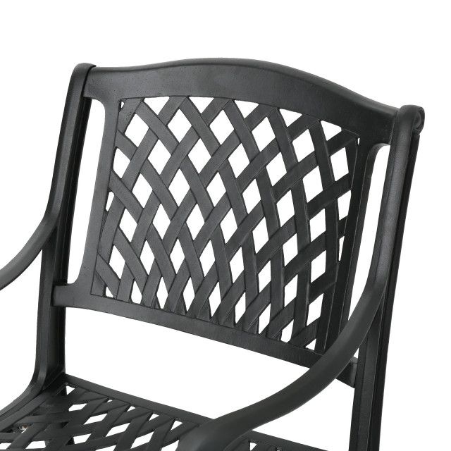 Gdf Studio Marietta Outdoor 7-Piece Cast Aluminum Black Sand Dining Set - Mediterranean ... throughout Making the Most of Gatherings with Your Marietta Outdoor Dining Set