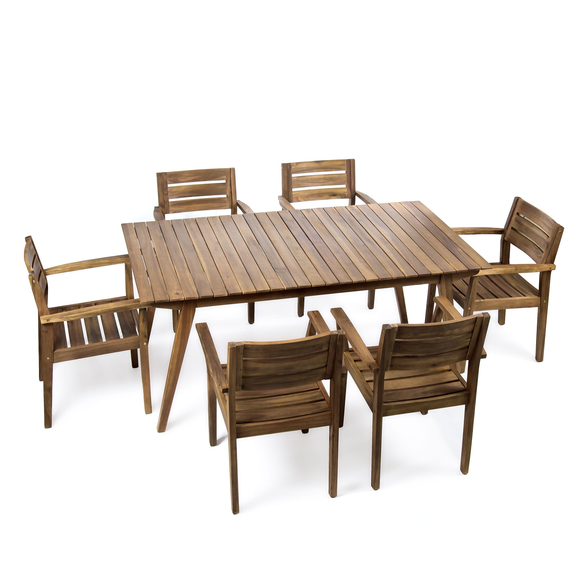 Gdf Studio Spinnaker Outdoor Acacia Wood 7 Piece Dining Set, Teak ... with regard to Exploring the durability and design of teak outdoor dining sets