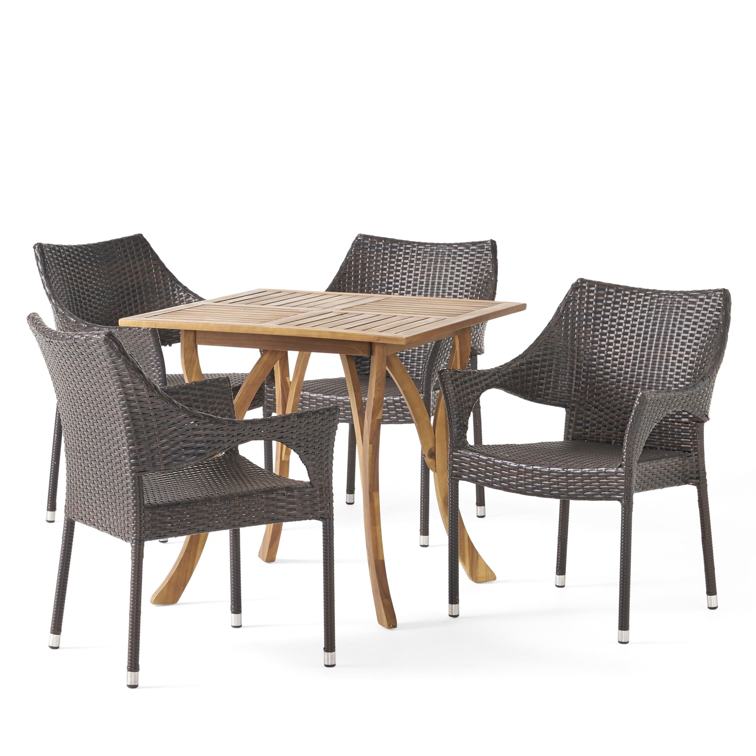 Gdf Studio Tiernan Outdoor Acacia Wood And Wicker 5 Piece Dining Set ... intended for The art of choosing durable outdoor dining furniture