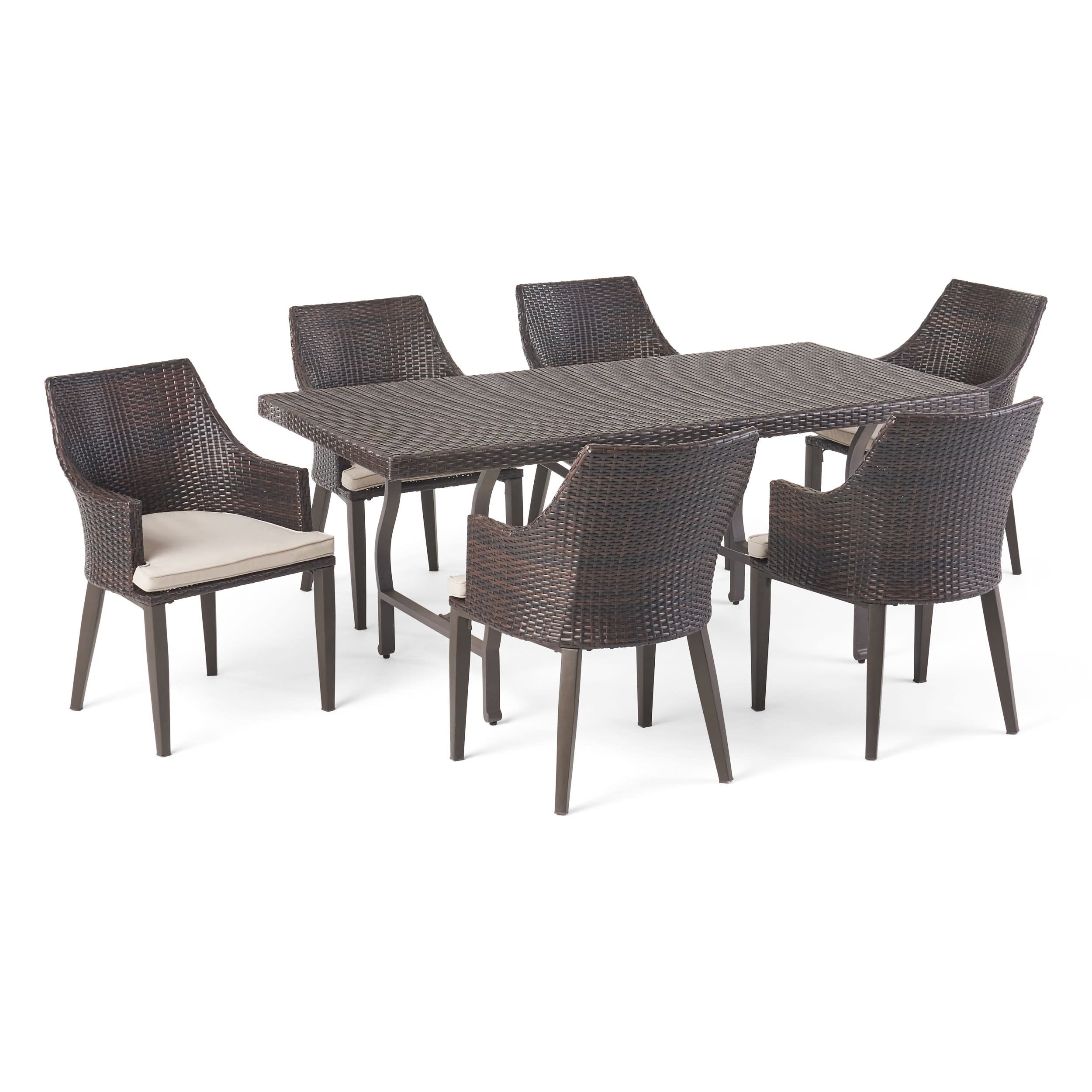Gdf Studio Tilford Outdoor Wicker And Aluminum 7 Piece Dining Set With ... intended for Creating Comfortable Outdoor Entertainment Areas with GDF Studio Furniture