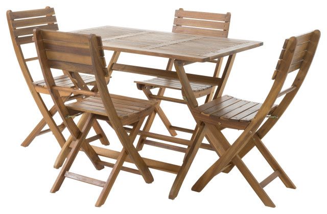 Gdf Studio Vicaro Outdoor Acacia Wood Foldable Dining Set ... pertaining to Gdf Studio Vicaro Outdoor Acacia Wood Foldable Dining Set