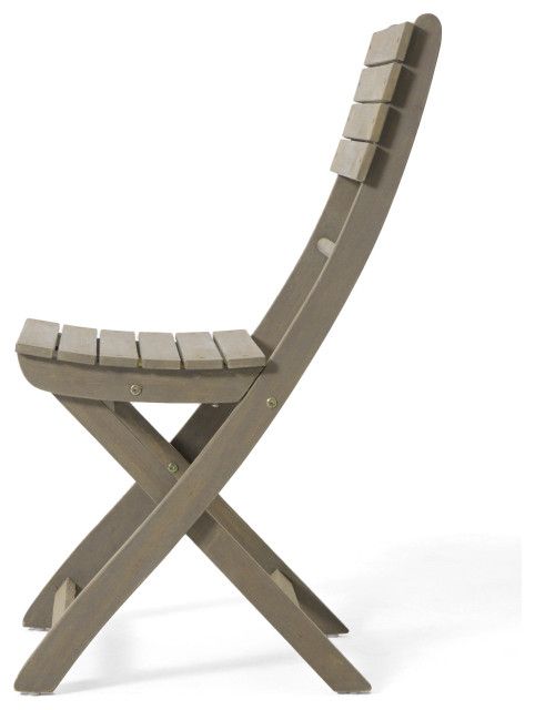 Gdf Studio Vicaro Outdoor Gray Acacia Wood Foldable Dining Chairs, Set ... inside Gdf Studio Vicaro Outdoor Acacia Wood Foldable Dining Set