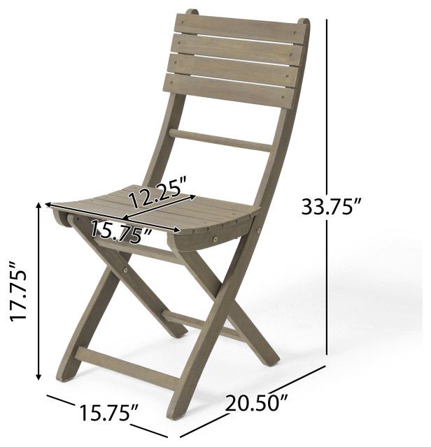 Gdf Studio Vicaro Outdoor Gray Acacia Wood Foldable Dining Chairs, Set ... inside Understanding the durability of GDF Studio Vicaro outdoor dining furniture